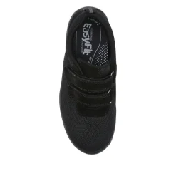 Extra-Wide Touch-Fasten Monk Shoes - Black-Black