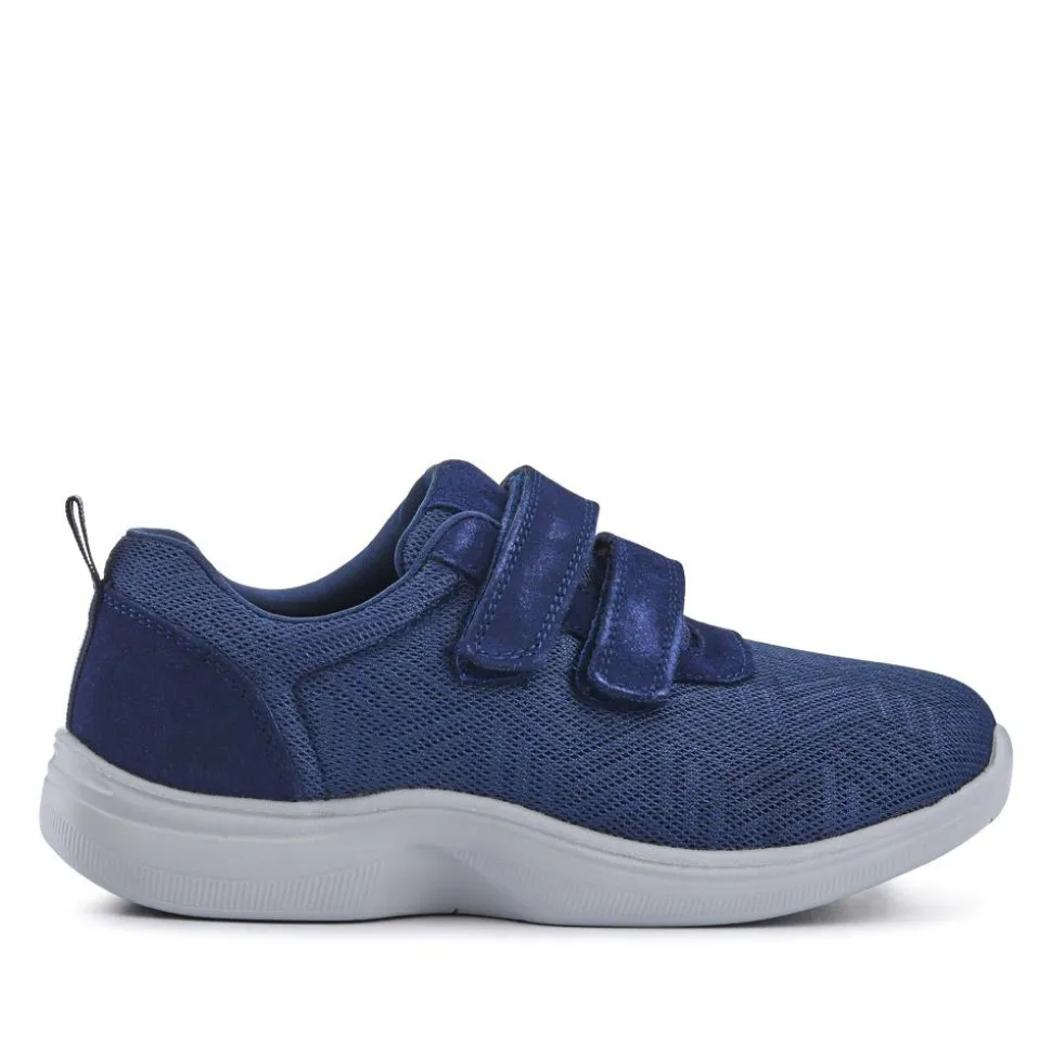 Extra-Wide Touch-Fasten Monk Shoes - Navy