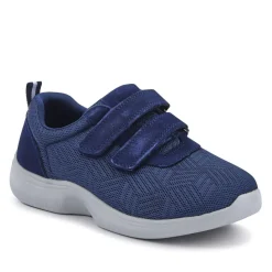 Extra-Wide Touch-Fasten Monk Shoes - Navy