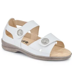 Extra-Wide Touch-Fasten Sandals - White