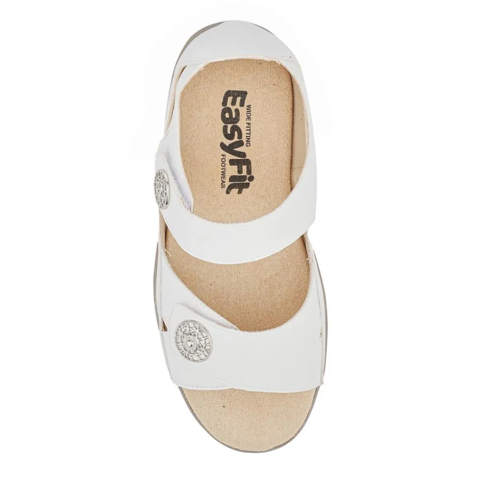 Extra-Wide Touch-Fasten Sandals - White