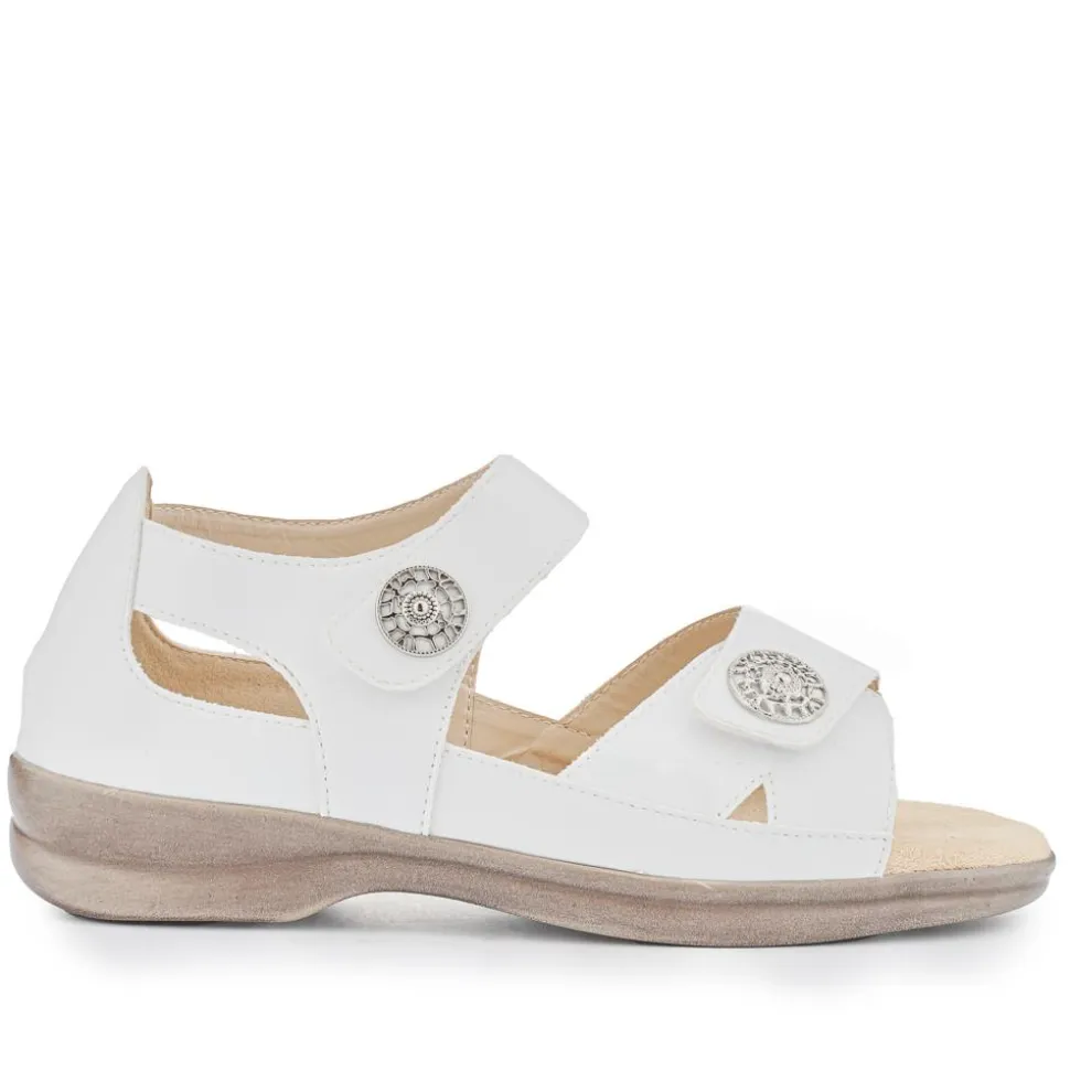 Extra-Wide Touch-Fasten Sandals - White