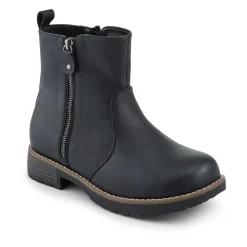 Extra-Wide Zip-Up Casual Ankle Boots - Black