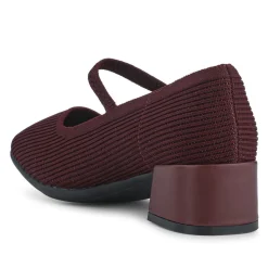 Fabric Buckle-Fasten Mary Janes - Burgundy