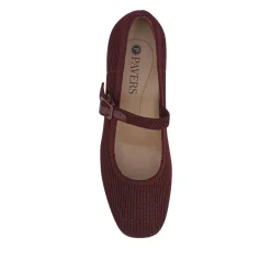 Fabric Buckle-Fasten Mary Janes - Burgundy