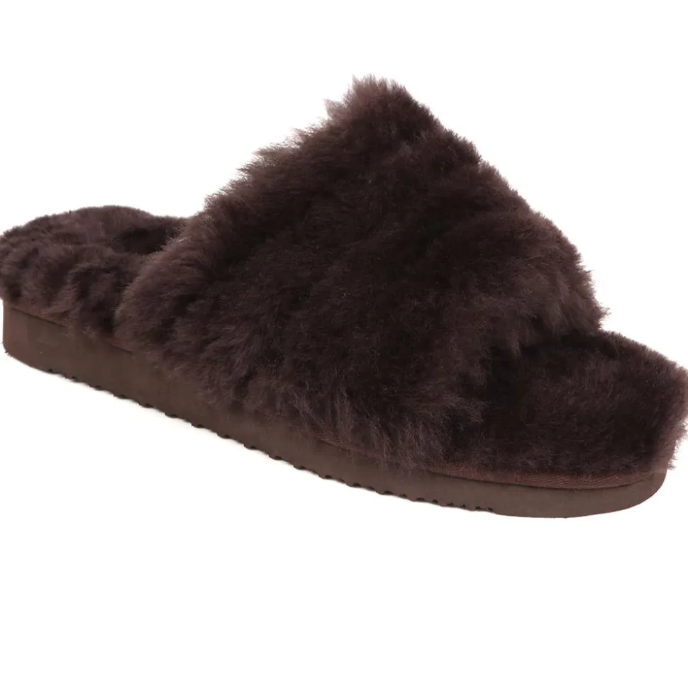 Falonda Faux-Fur Slippers - Chocolate