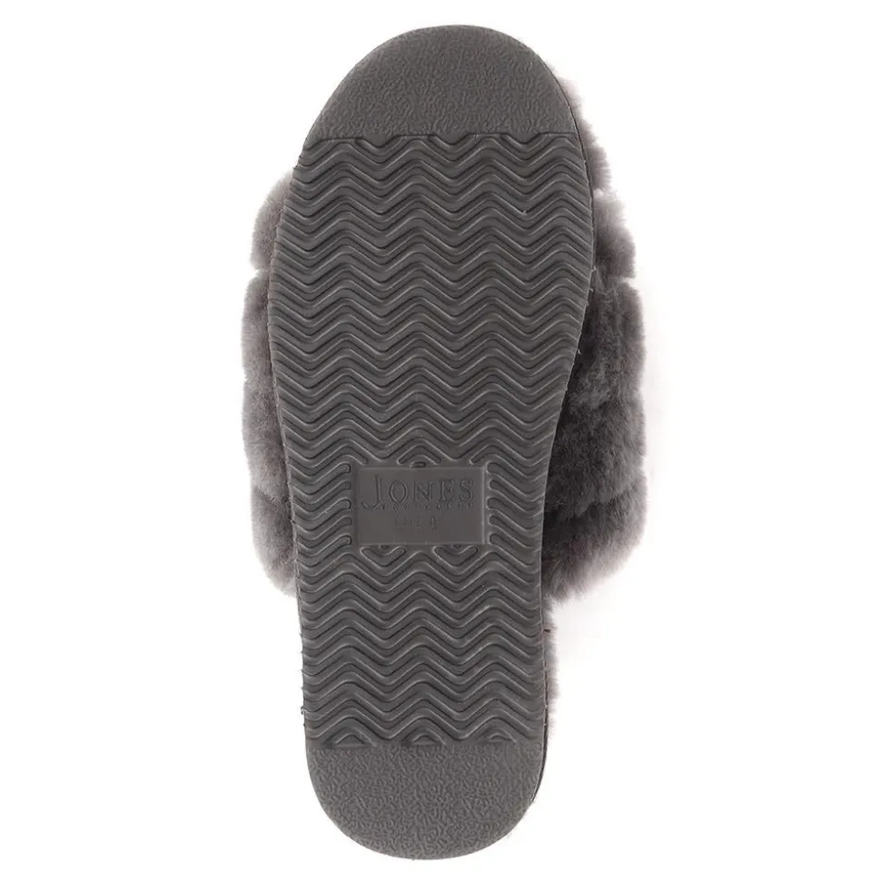 Falonda Faux-Fur Slippers - Grey