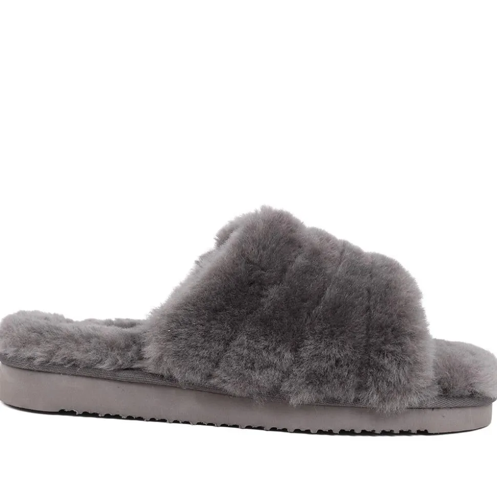 Falonda Faux-Fur Slippers - Grey
