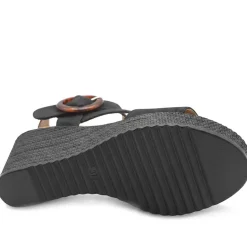 Fashionable Woven Wedge Heel Sandals - Black