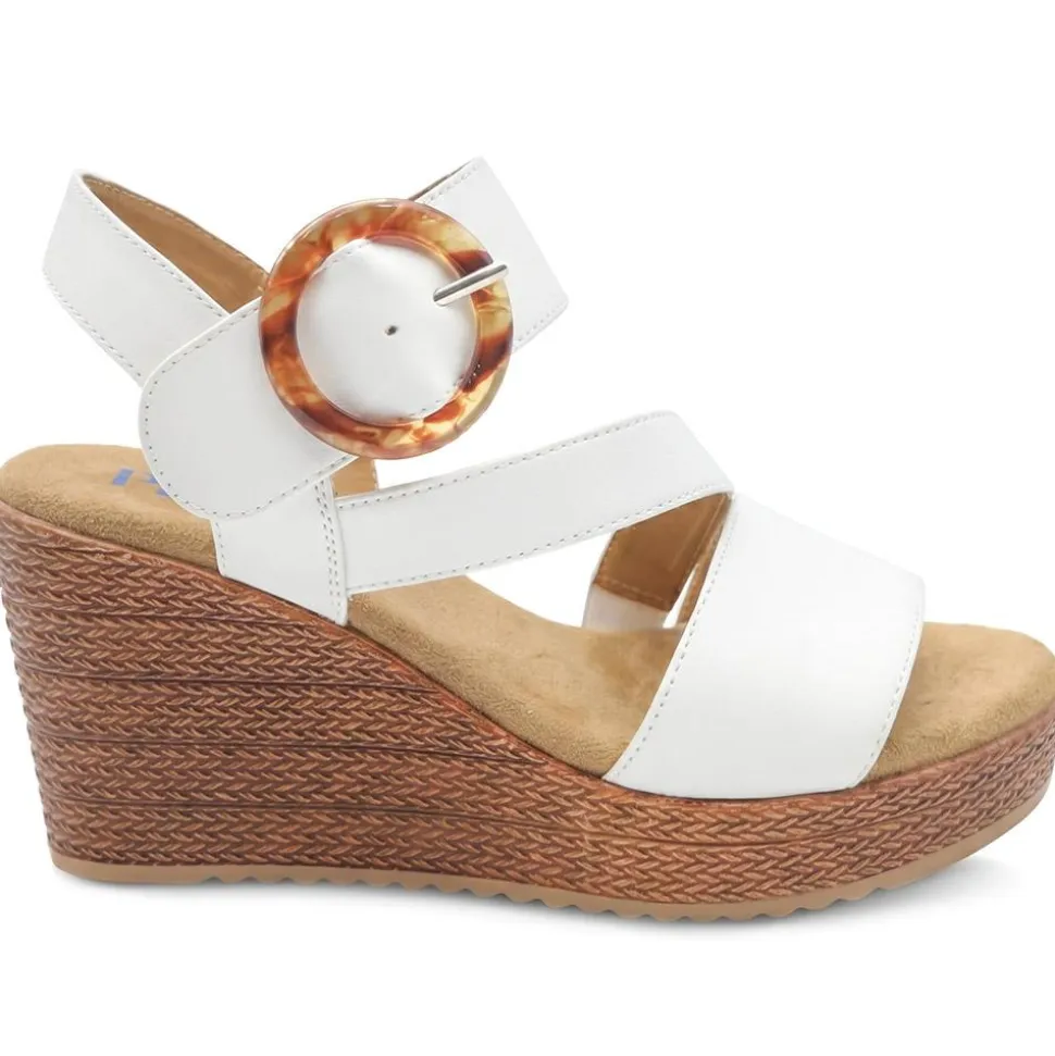 Fashionable Woven Wedge Heel Sandals - White