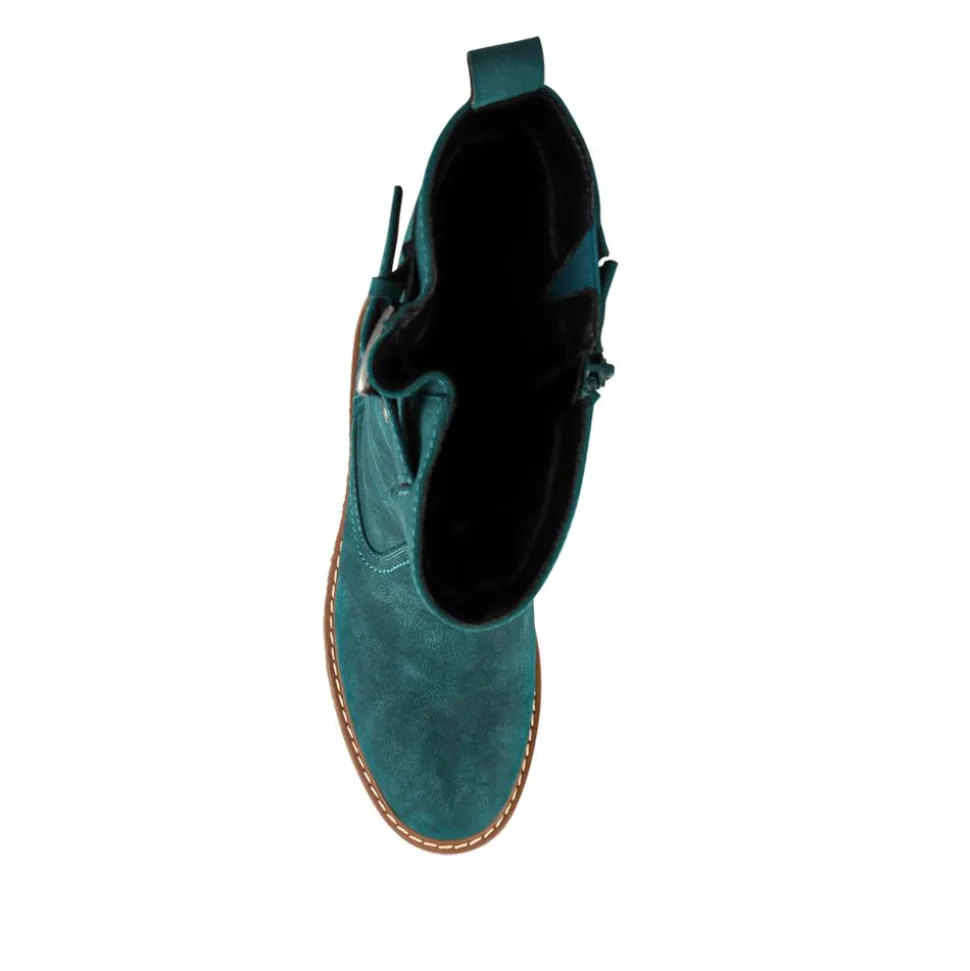 Fashionable Zip Up Calf Length Boots - Teal