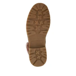 Faux Fur Cuff Lace Up Ankle Boots - Tan