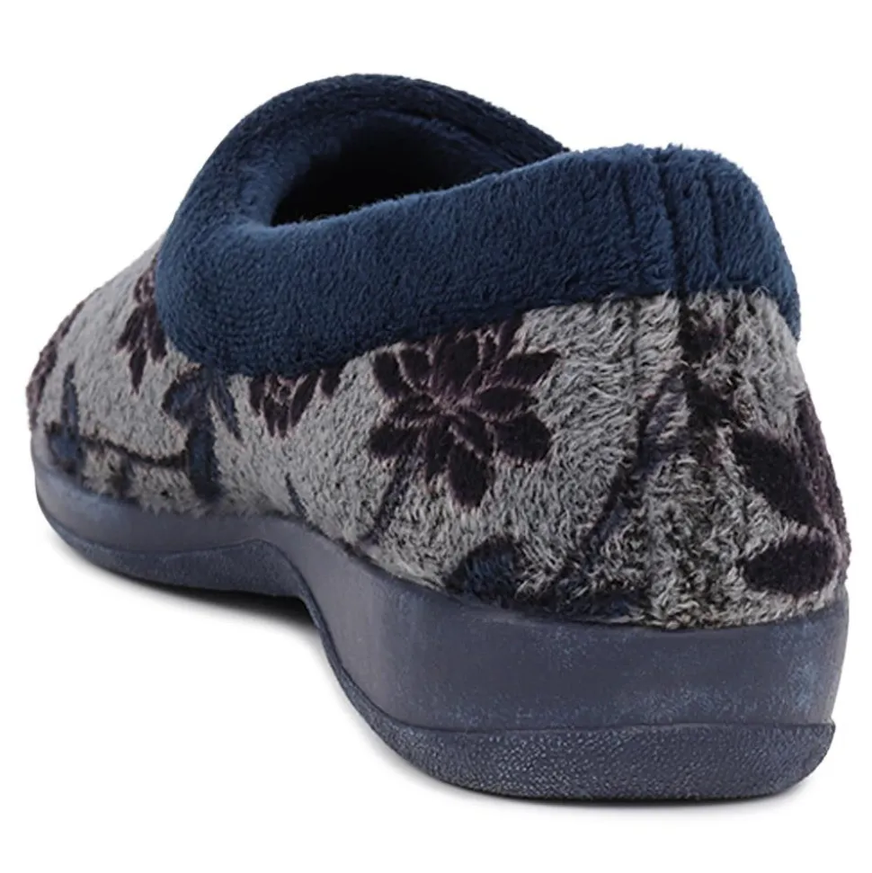 Faux-Fur Full Slippers - Navy