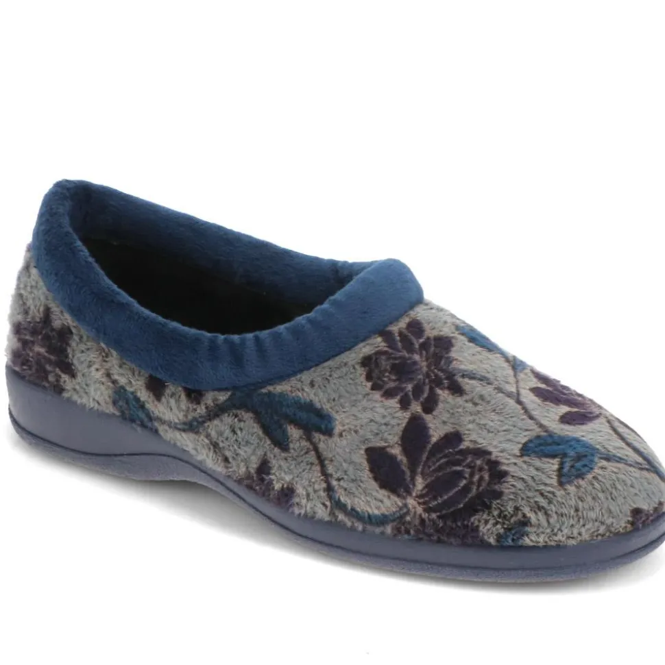 Faux-Fur Full Slippers - Navy