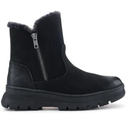 Faux-Fur-Lined Ankle Boots - Black