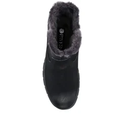 Faux-Fur-Lined Ankle Boots - Black