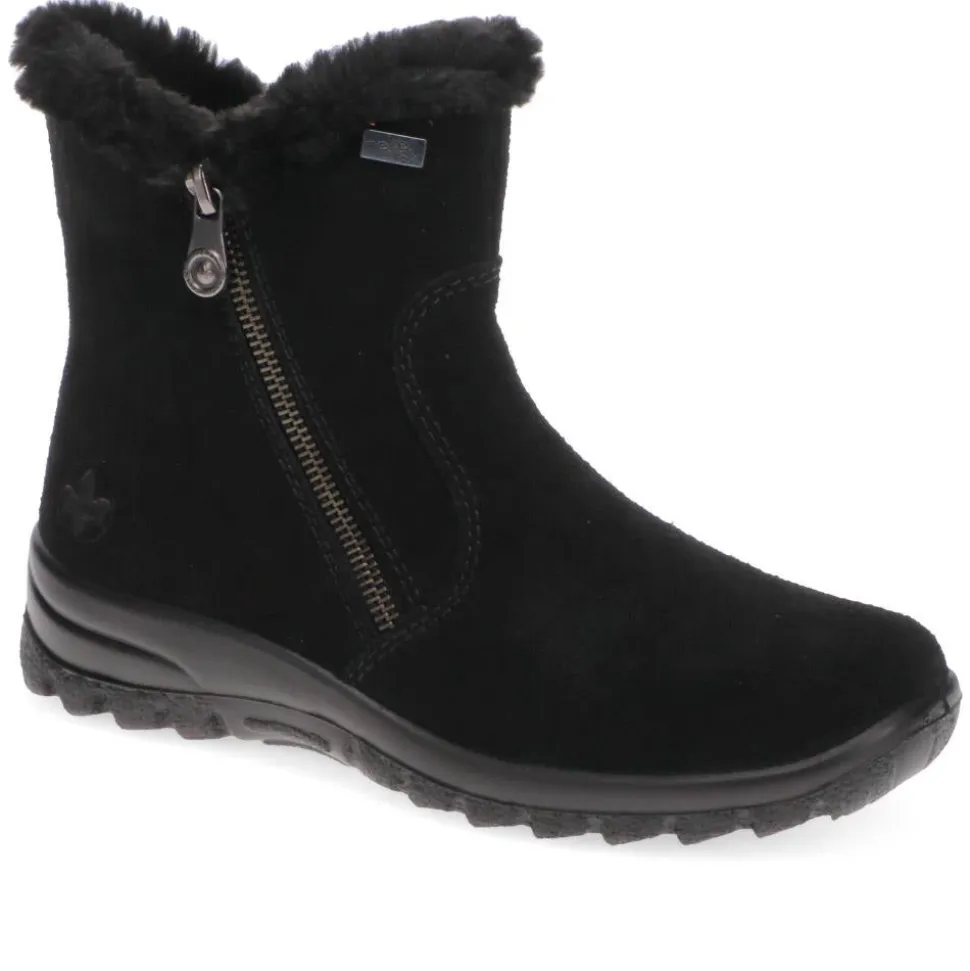 Faux-Fur-Lined Ankle Boots - Black