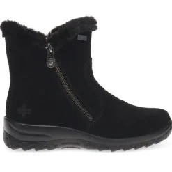 Faux-Fur-Lined Ankle Boots - Black