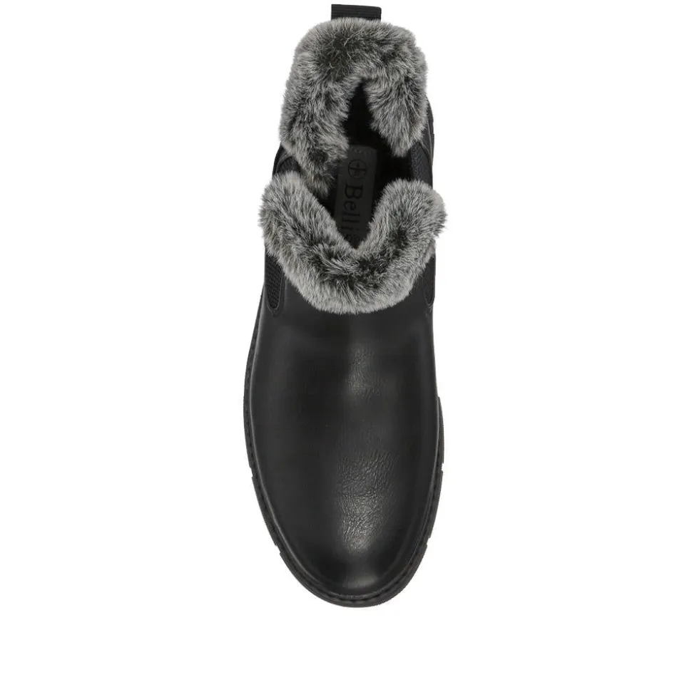 Faux-Fur-Lined Ankle Boots - Black