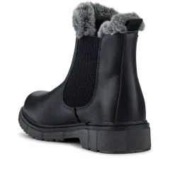 Faux-Fur-Lined Ankle Boots - Black