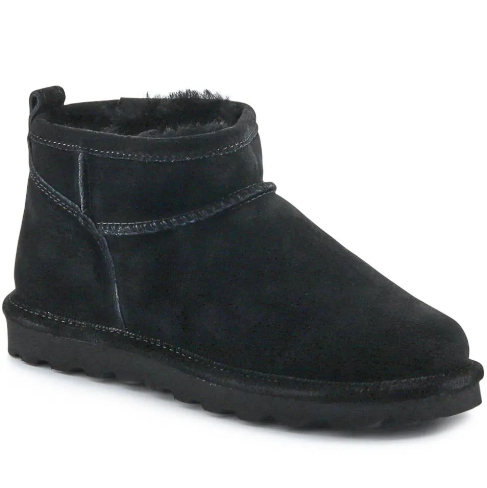 Faux-Fur-Lined Ankle Boots - Black Suede