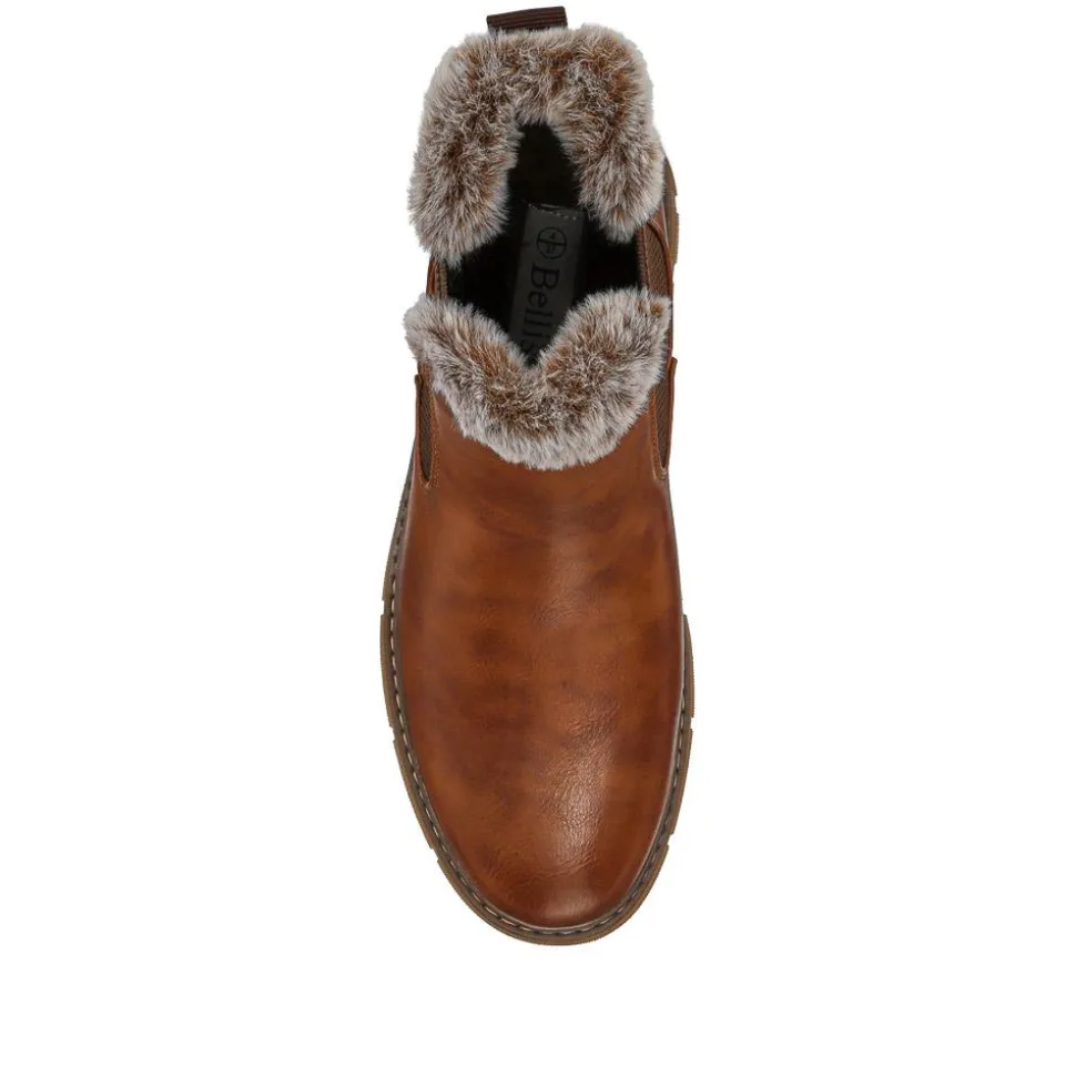 Faux-Fur-Lined Ankle Boots - Brown