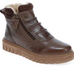 Faux-Fur-Lined Leather Boots - Khaki