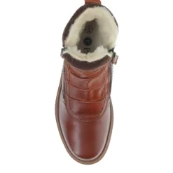 Faux-Fur-Lined Leather Boots - Tan