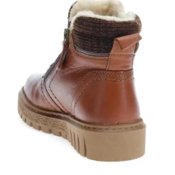 Faux-Fur-Lined Leather Boots - Tan