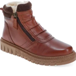 Faux-Fur-Lined Leather Boots - Tan