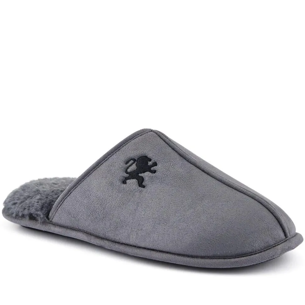 Faux-Fur-Lined Mule Slippers - Grey