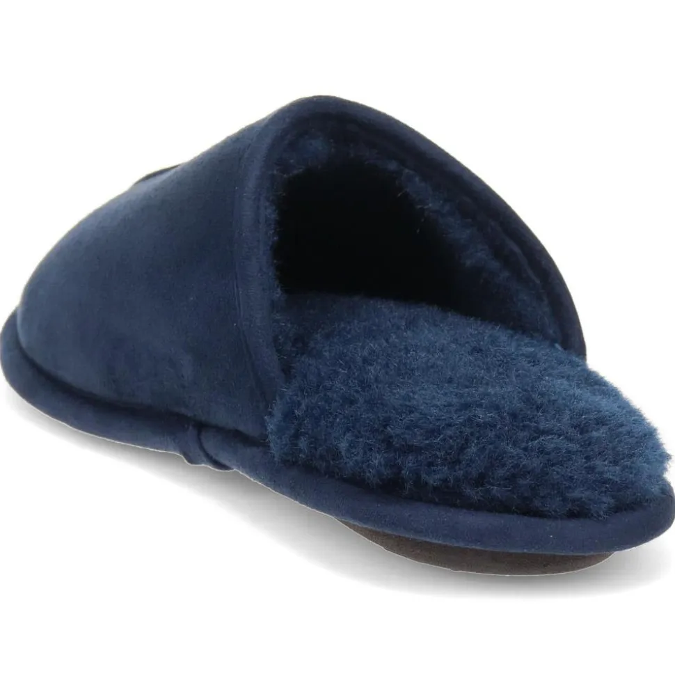 Faux-Fur-Lined Mule Slippers - Navy