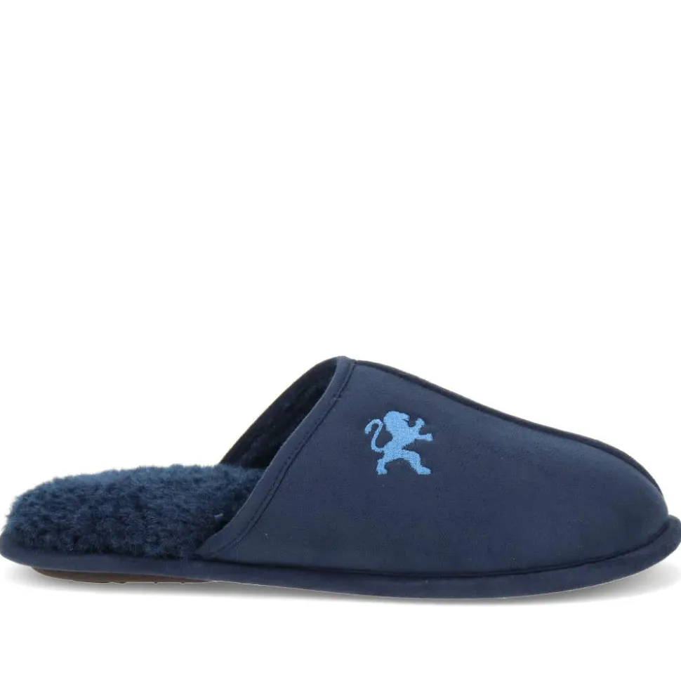 Faux-Fur-Lined Mule Slippers - Navy