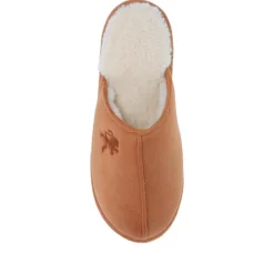 Faux-Fur-Lined Mule Slippers - Tan