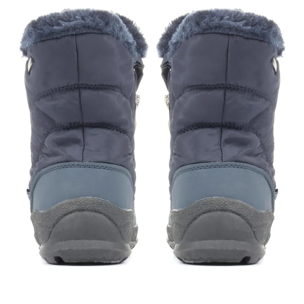 Faux Fur Lined Weather Boot - Navy