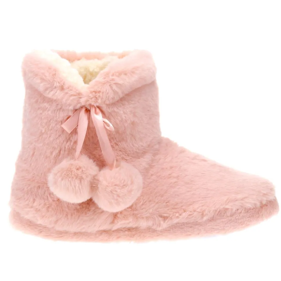 Faux-Fur Slipper Booties - Pink