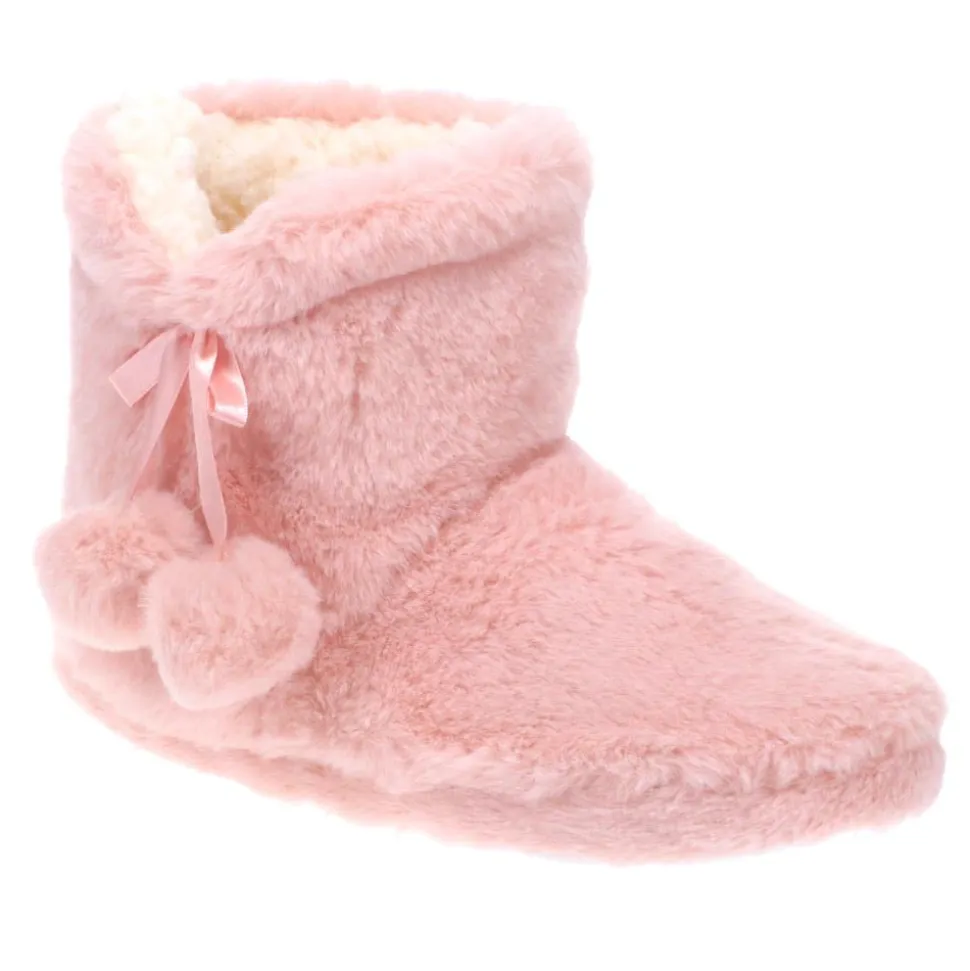 Faux-Fur Slipper Booties - Pink