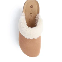 Faux-Fur Slipper Mules - Camel
