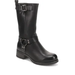 Faux-Leather Long Boots - Black