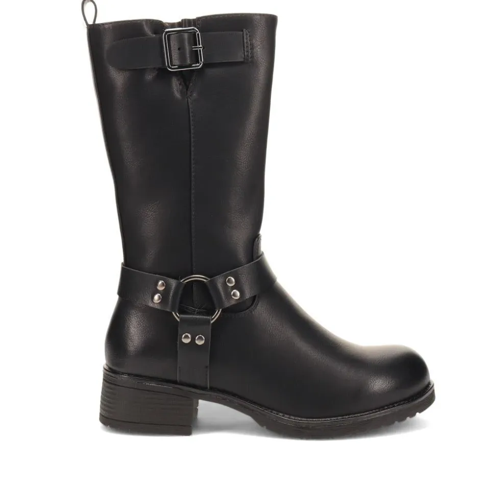 Faux-Leather Long Boots - Black