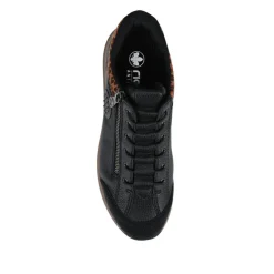 Faux Leather Zip-Up Trainers - Black