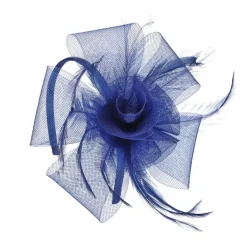 Feather Flower Fascinator - Navy