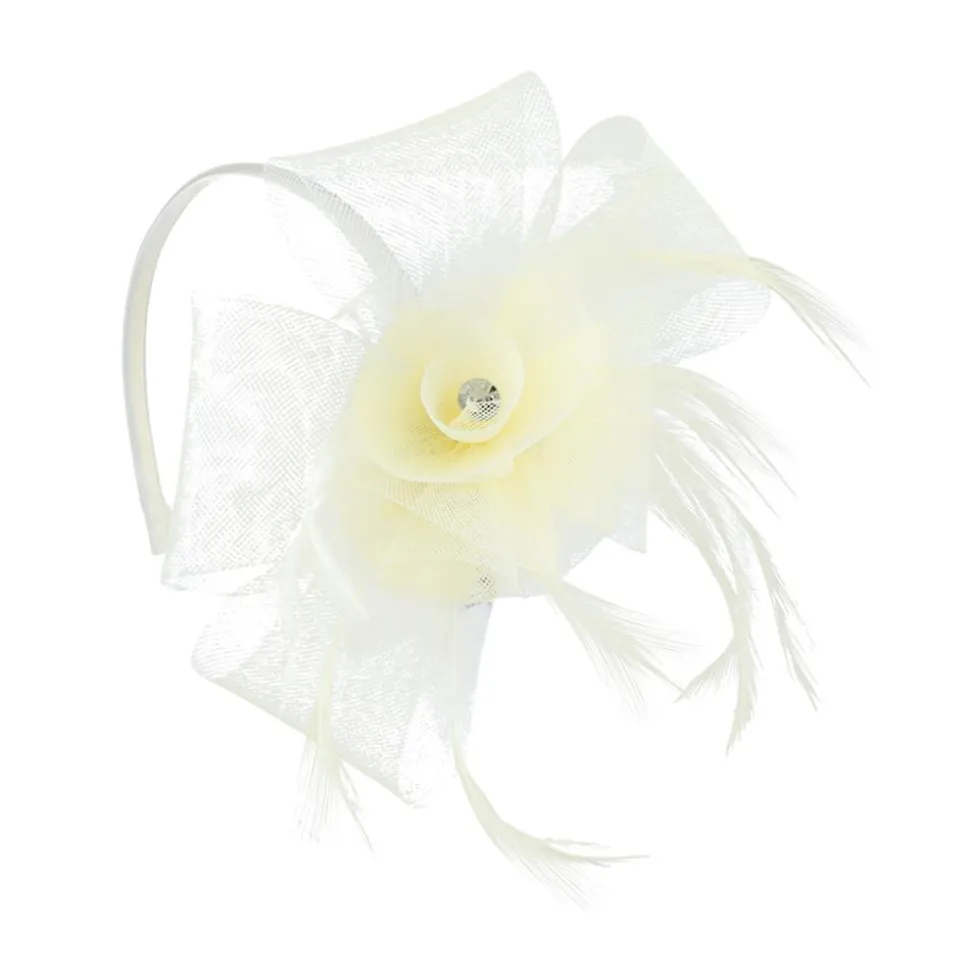Feather Flower Fascinator - Nude