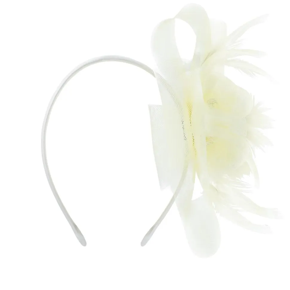 Feather Flower Fascinator - Nude