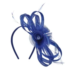 Feather Ribbon Fascinator - Navy