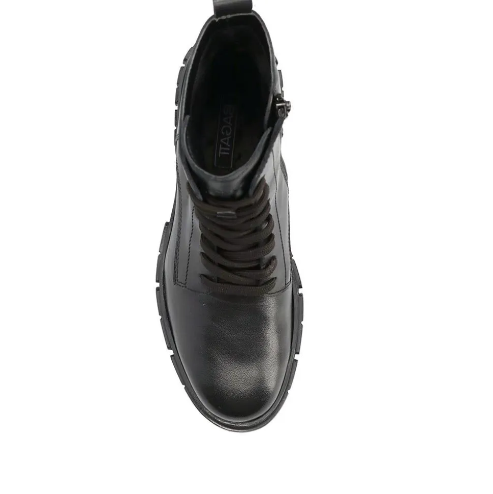 Fiona Chunky Leather Boots - Black