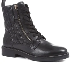 Fiona Lace-Up Leather Ankle Boots - Black