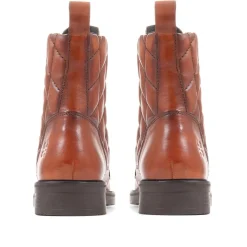 Fiona Lace-Up Leather Ankle Boots - Cognac