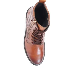 Fiona Lace-Up Leather Ankle Boots - Cognac
