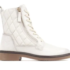 Fiona Lace-Up Leather Ankle Boots - Off White